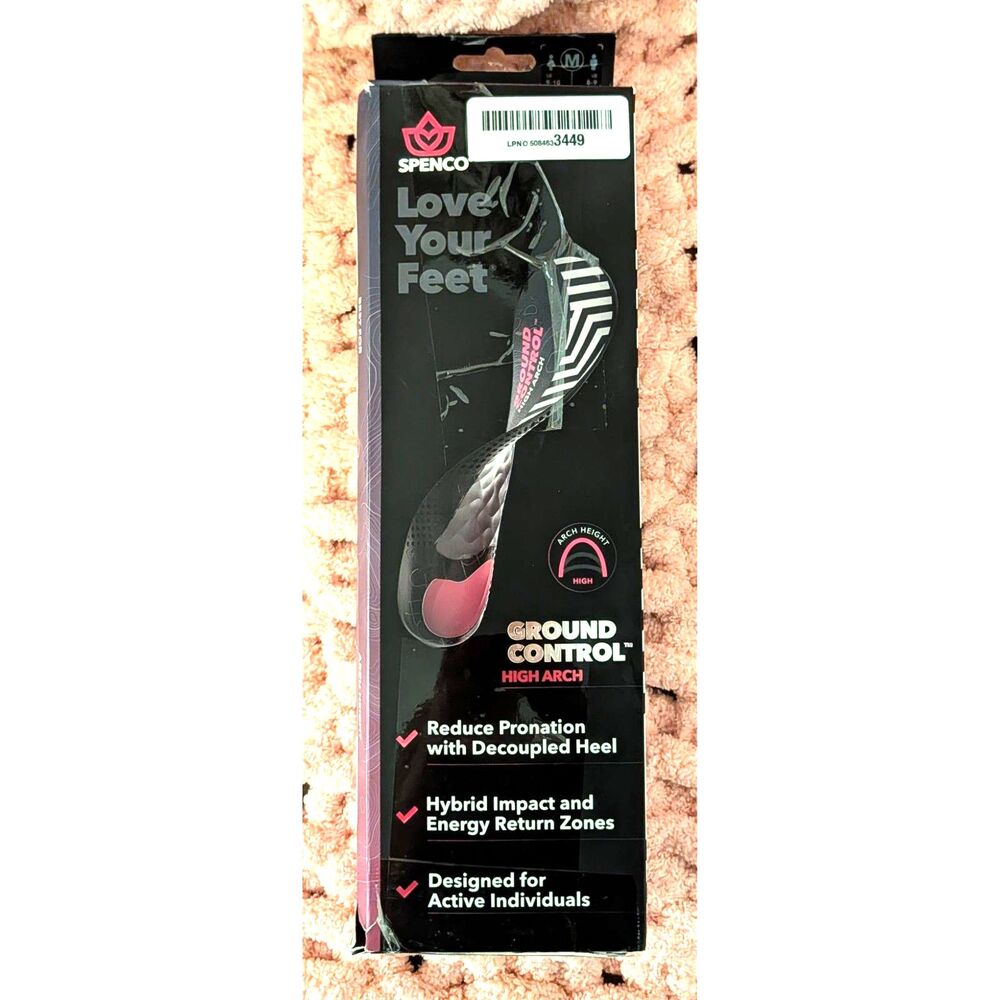 NIB Spenco Ground Control High Arch Insole Unisex Sizes 8 - 10 Sports Orthopedic